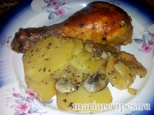 Курица с картошкой и грибами