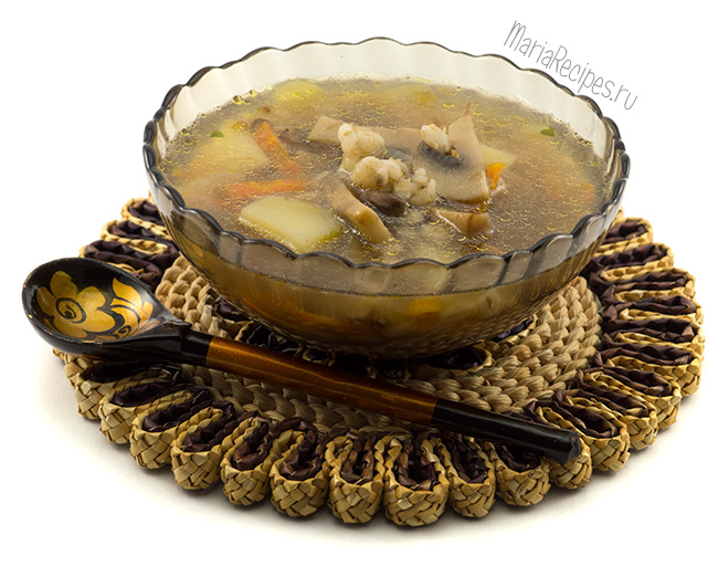 Суп грибной с перловкой